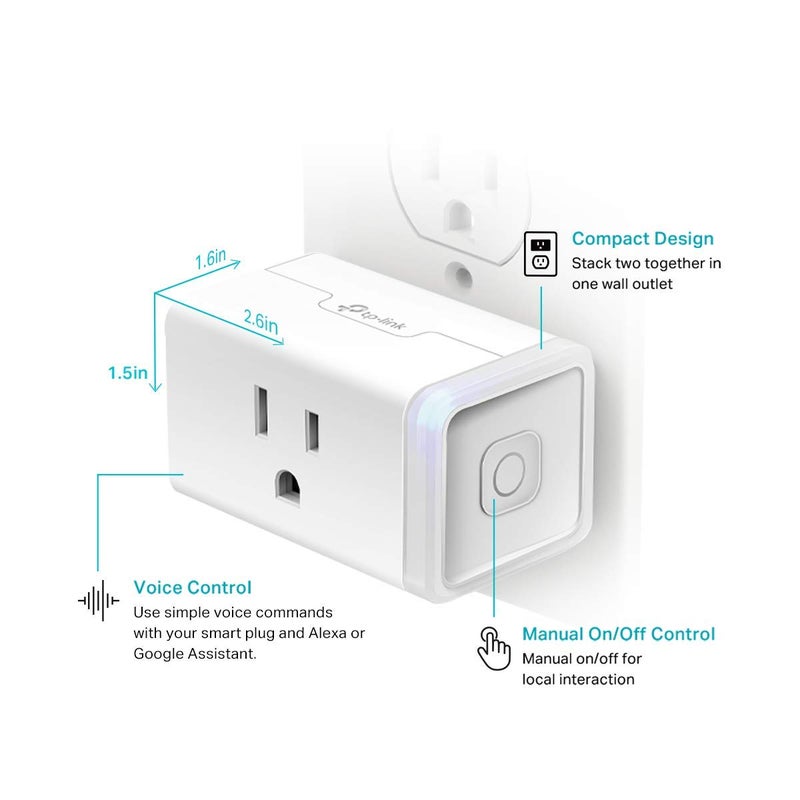 Kasa Smart Plug HS103P3, Smart Home Wi-Fi Outlet Works with Alexa, Echo, Google Home & IFTTT, No Hub Required, Remote Control,15 Amp,UL Certified, White, 3 Count (Pack of 1) - Image 5